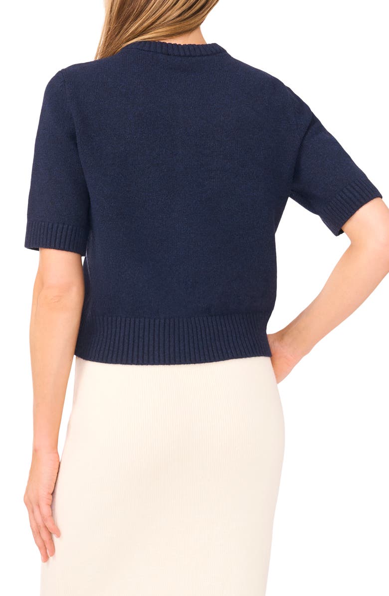Ted Baker Short Sleeve Sweater, Alternate, color, Heather Navy