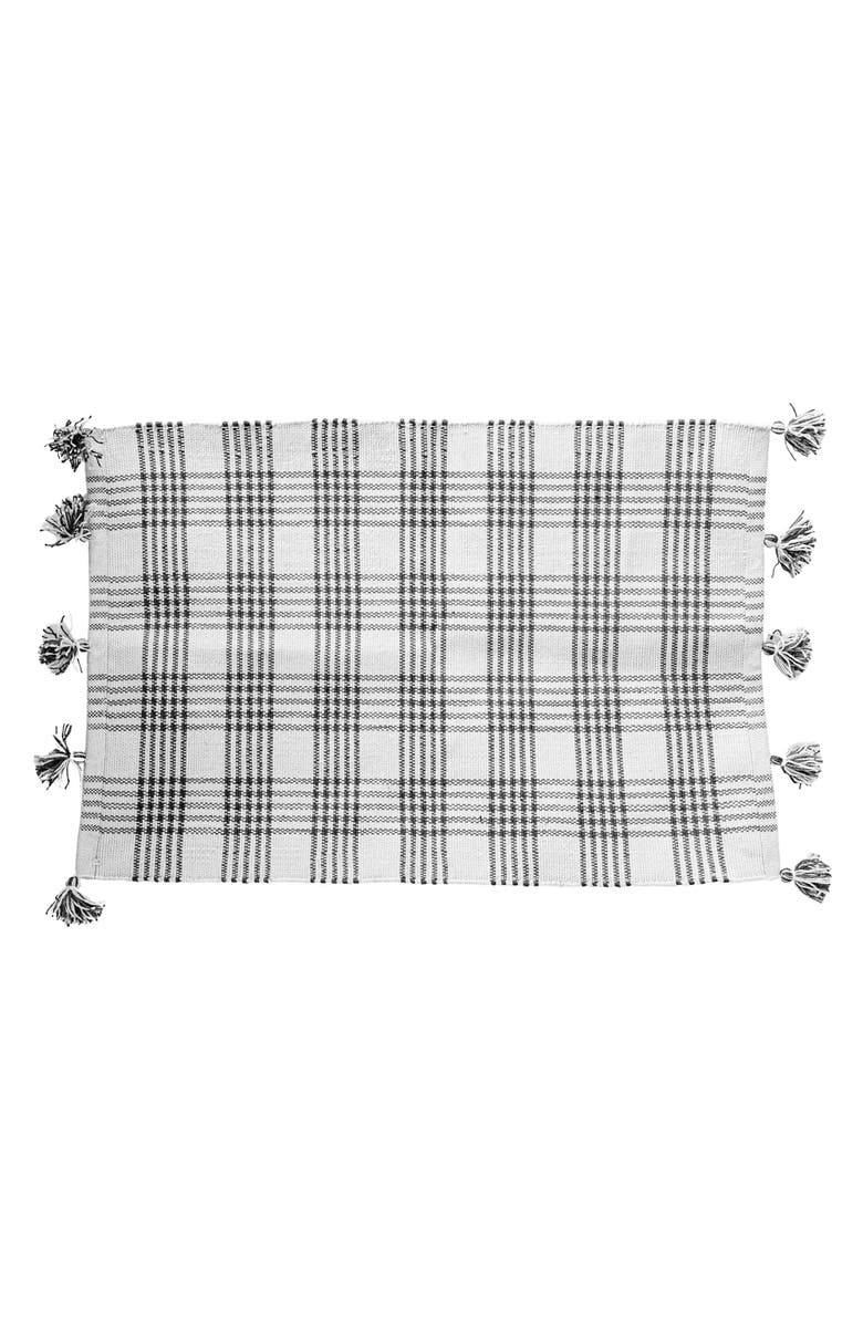 Foreside Home and Garden 2'x3' Gray Plaid Pattern Tassel Rug, Alternate, color, Gray