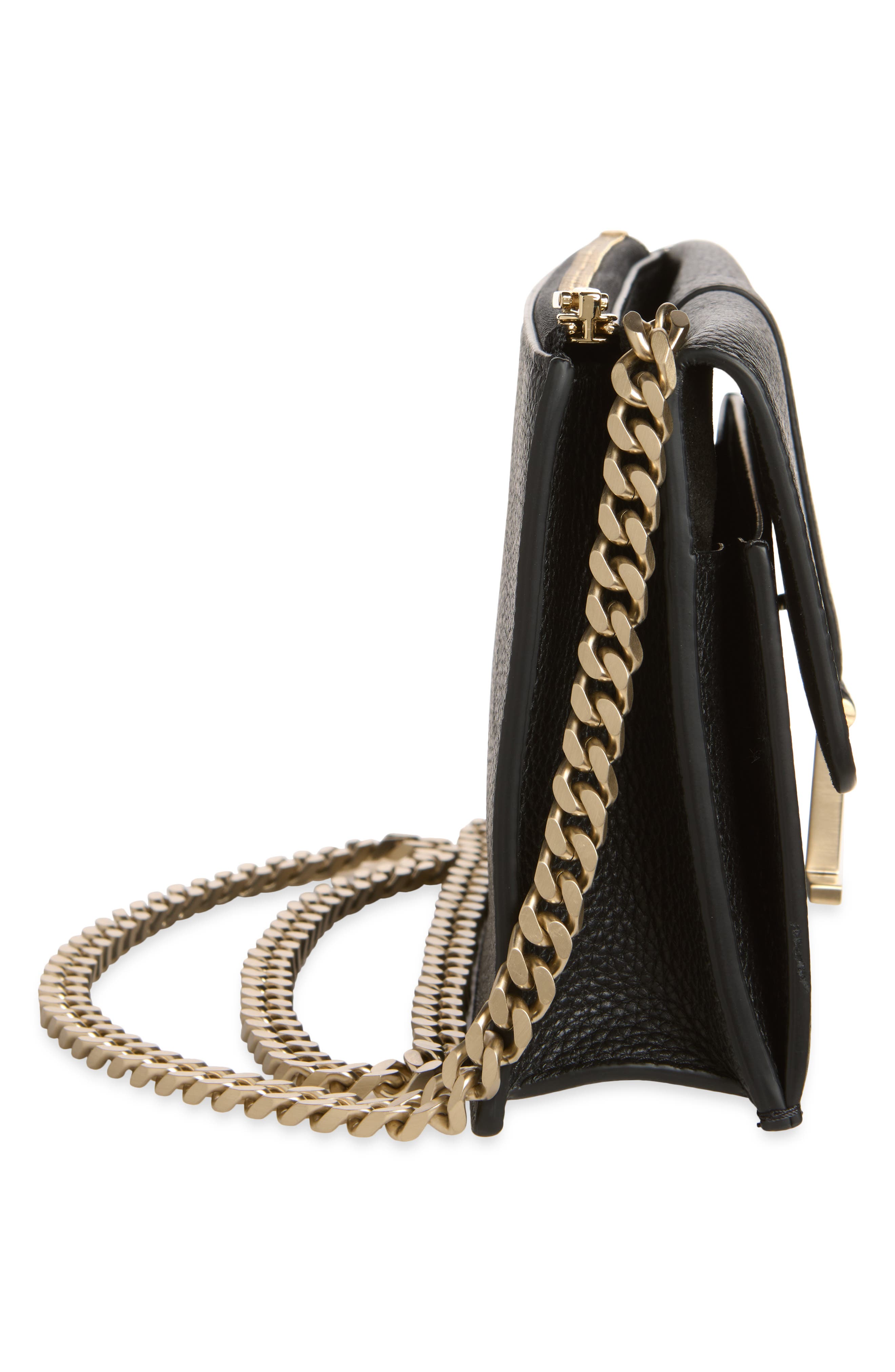 Mini Kara Grain Leather Shoulder Bag, Alternate, color, BLACK