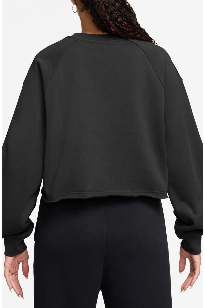 Oversize Fleece Crop Sweatshirt, Alternate, color, BLACK/ DARK SMOKE GREY