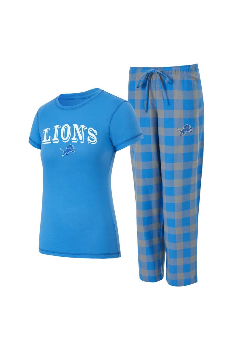 Women's Concepts Sport  Blue/Gray Detroit Lions Avondale T-Shirt & Pants Flannel PJ Set, Main, color, Blue