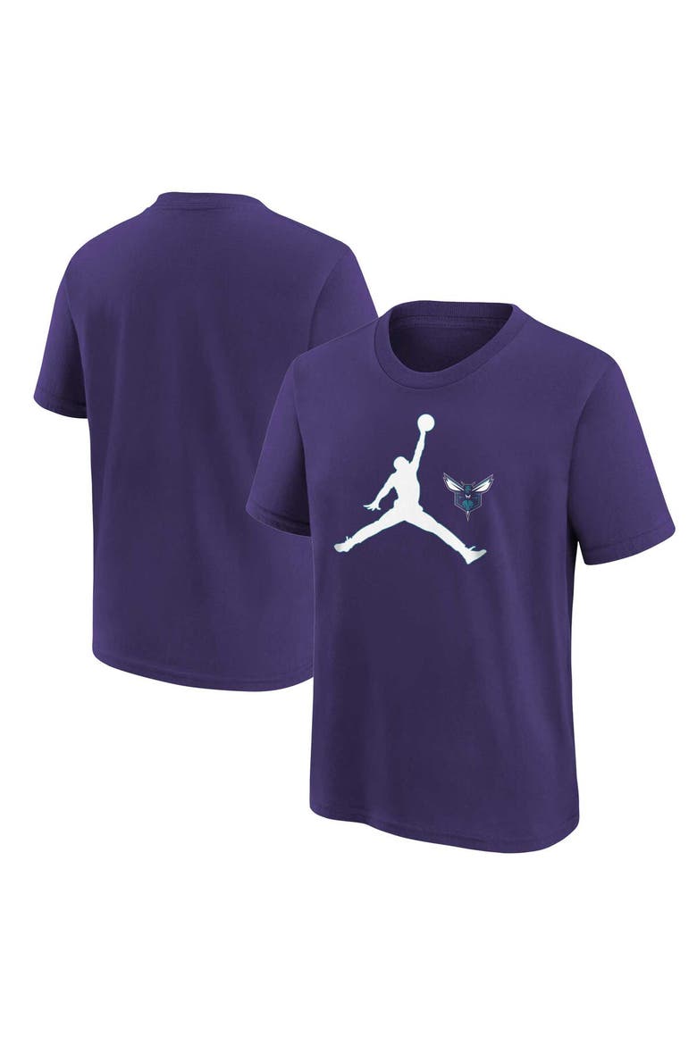 Youth Jordan Brand Purple Charlotte Hornets Essential Swoosh T-Shirt, Main, color, Purple