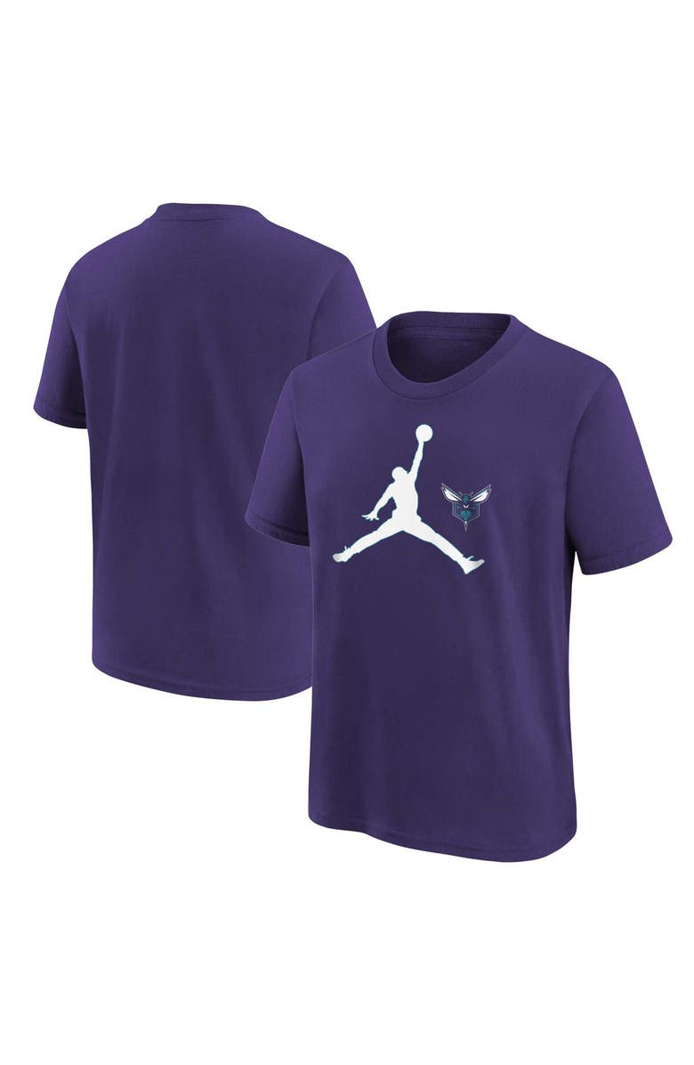 Jordan Brand Youth Jordan Brand Purple Charlotte Hornets Essential Swoosh T-Shirt, Main, color, 