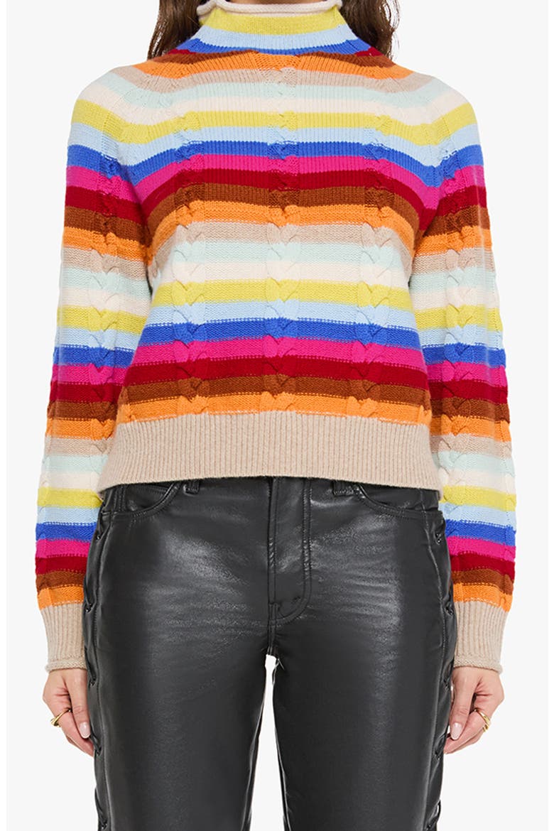 The Concert Hicky Mock Neck Cable Knit Sweater, Main, color, MULTI RAINBOW