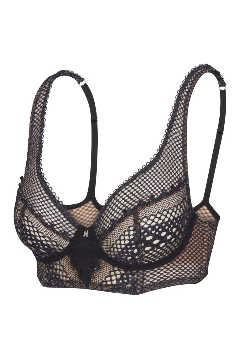 Starlet Nights Lace High Apex Bra, Alternate, color, BLACK CAVIAR/ BLACK FOIL