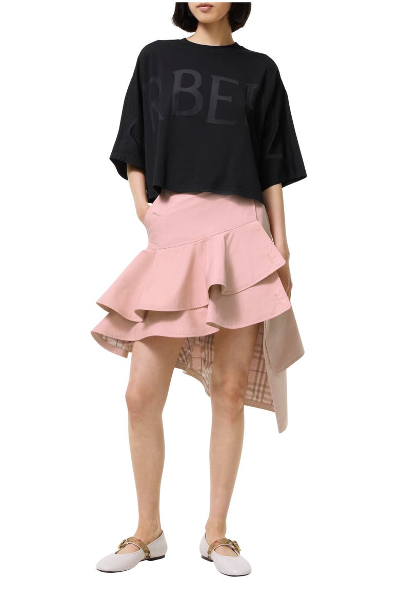 Ruffled Gabardine Trench Skirt, Main, color, Begonia pink