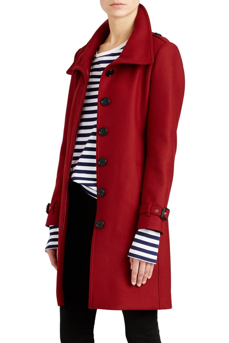 Gibbsmoore Funnel Collar Trench Coat, Alternate, color, DAMSON RED