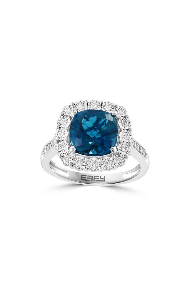 Sterling Silver London Blue Topaz & Diamond Ring - 0.24ct., Alternate, color, BLUE