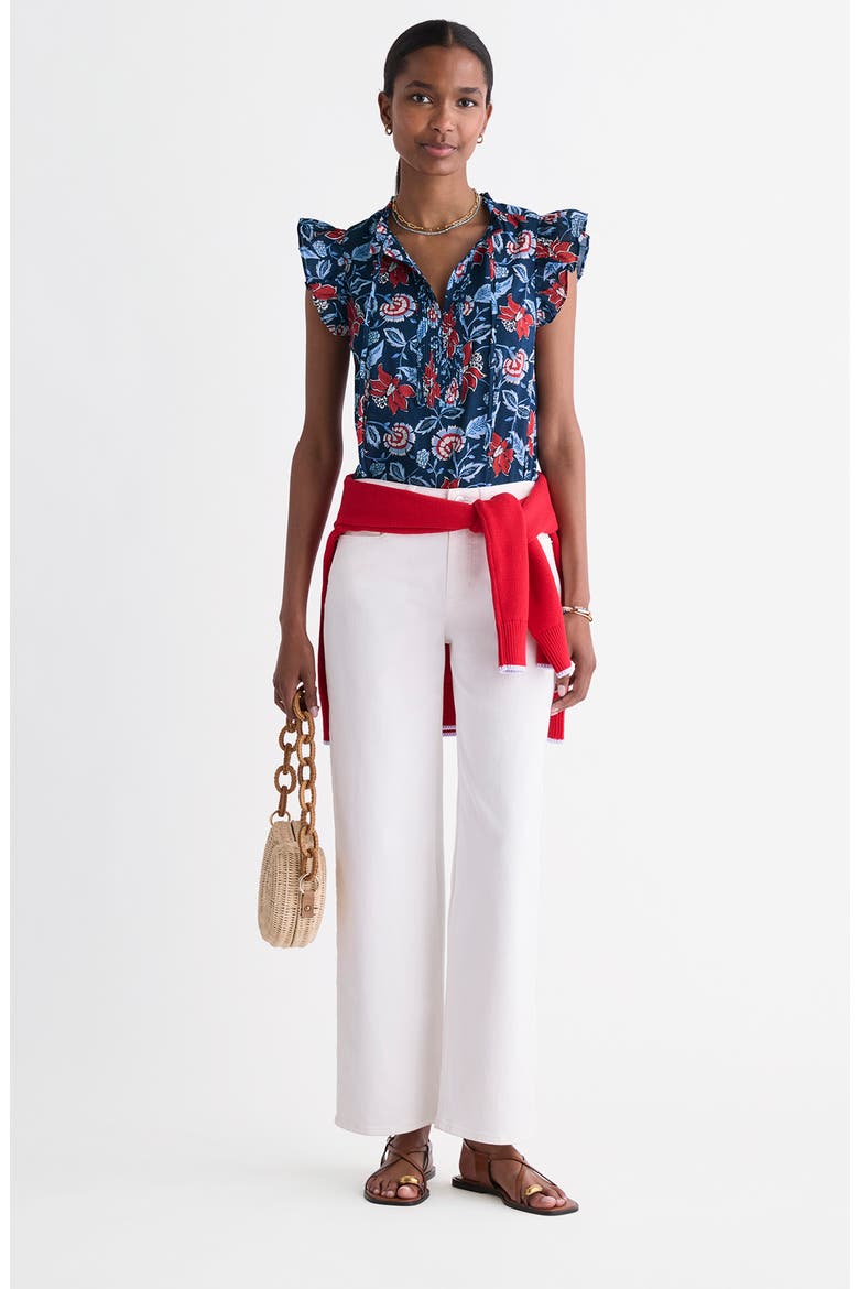 Adare Ruffle Sleeve Top, Alternate, color, INDIE FLORAL L NAVY
