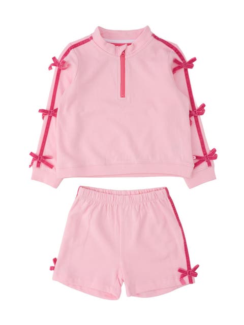 Fleece Bow Quarter Zip & Shorts Set
