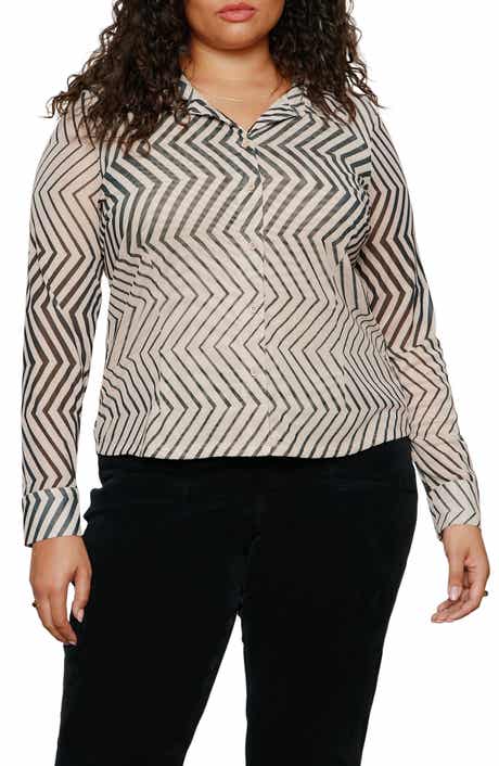 Sanctuary Femme Mixed Print Mesh Button-Up Shirt