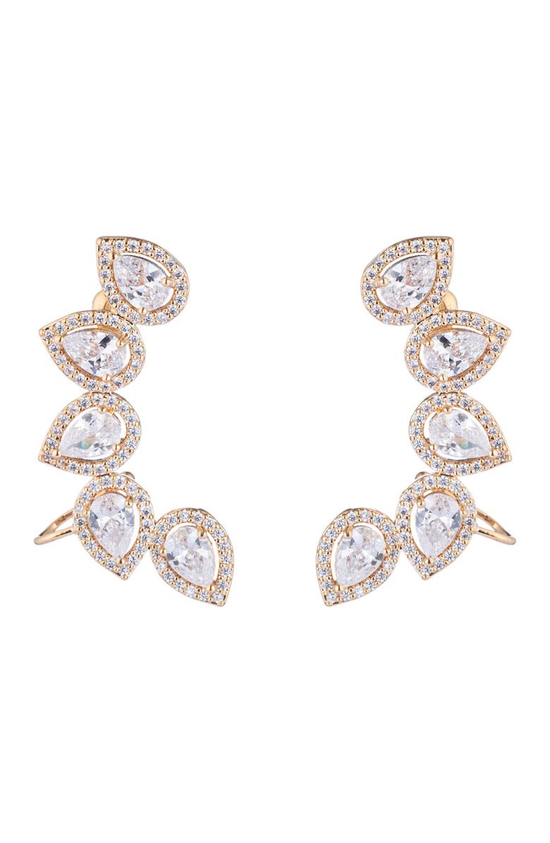 EYE CANDY LOS ANGELES Sepia CZ Crystal Cuff Earrings, Main, color,