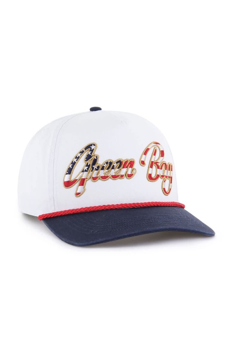 '47 Men's '47 White Green Bay Packers Patriotic Overhand Hitch Adjustable Hat, Alternate, color, White