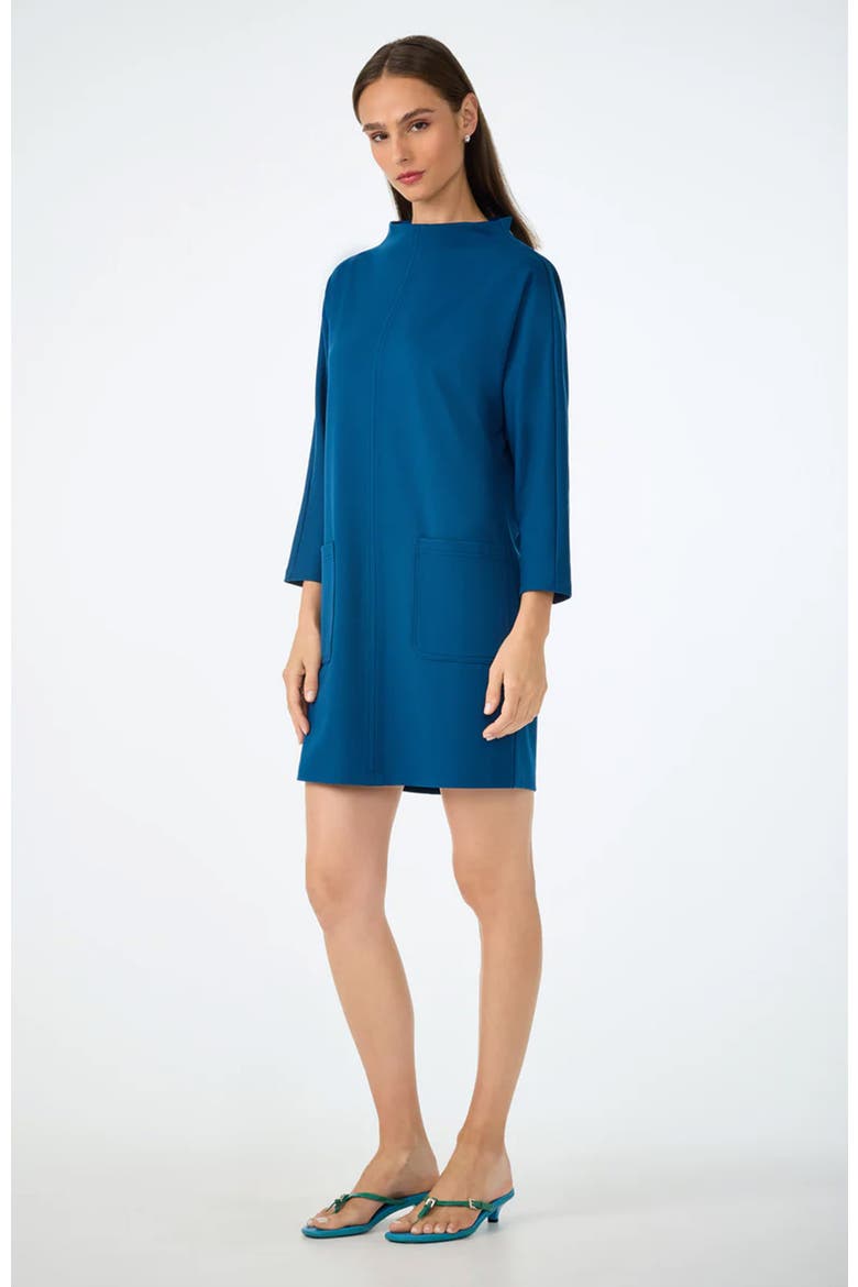 Caracas High Neck Ponte Dress, Alternate, color, Burle Blue