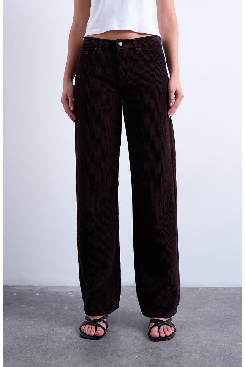 Low Rise Straight Leg Corduroy Pants, Main, color, BROWN