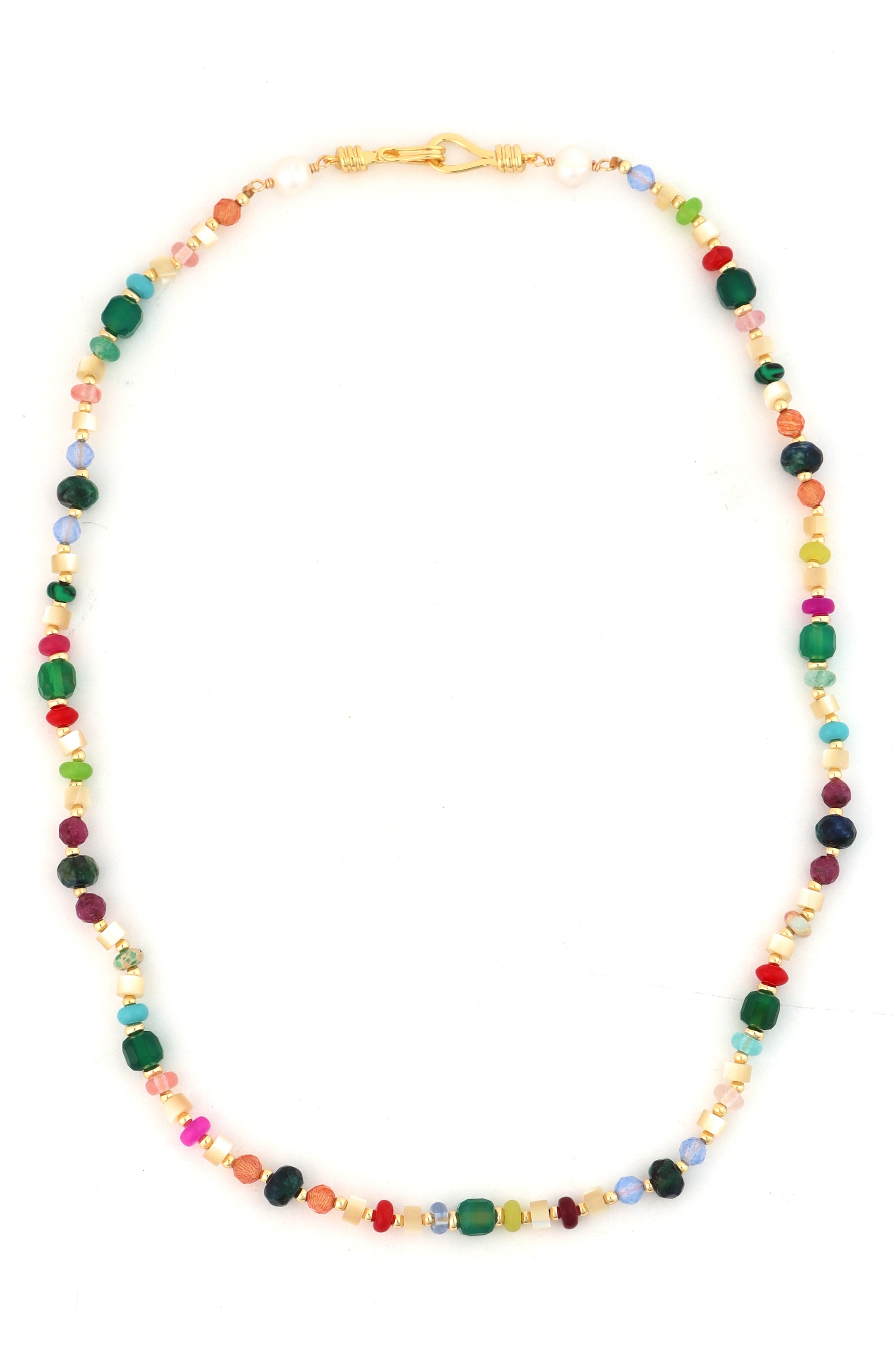 Panacea Mixed Stone & Freshwater Pearl Beaded Necklace
