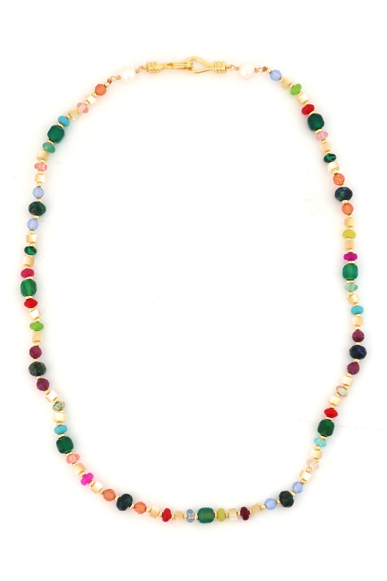Mixed Stone & Freshwater Pearl Beaded Necklace, Main, color, MULTI