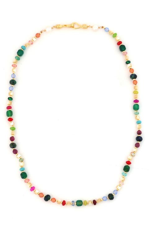 Mixed Stone & Freshwater Pearl Beaded Necklace