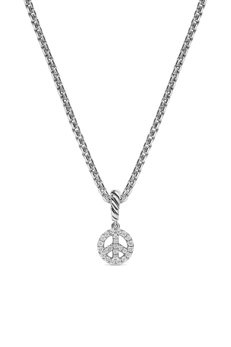 Micro Pavé Peace Sign Enhancer in Sterling Silver with Diamonds, 7.6mm, Alternate, color, DIAMOND