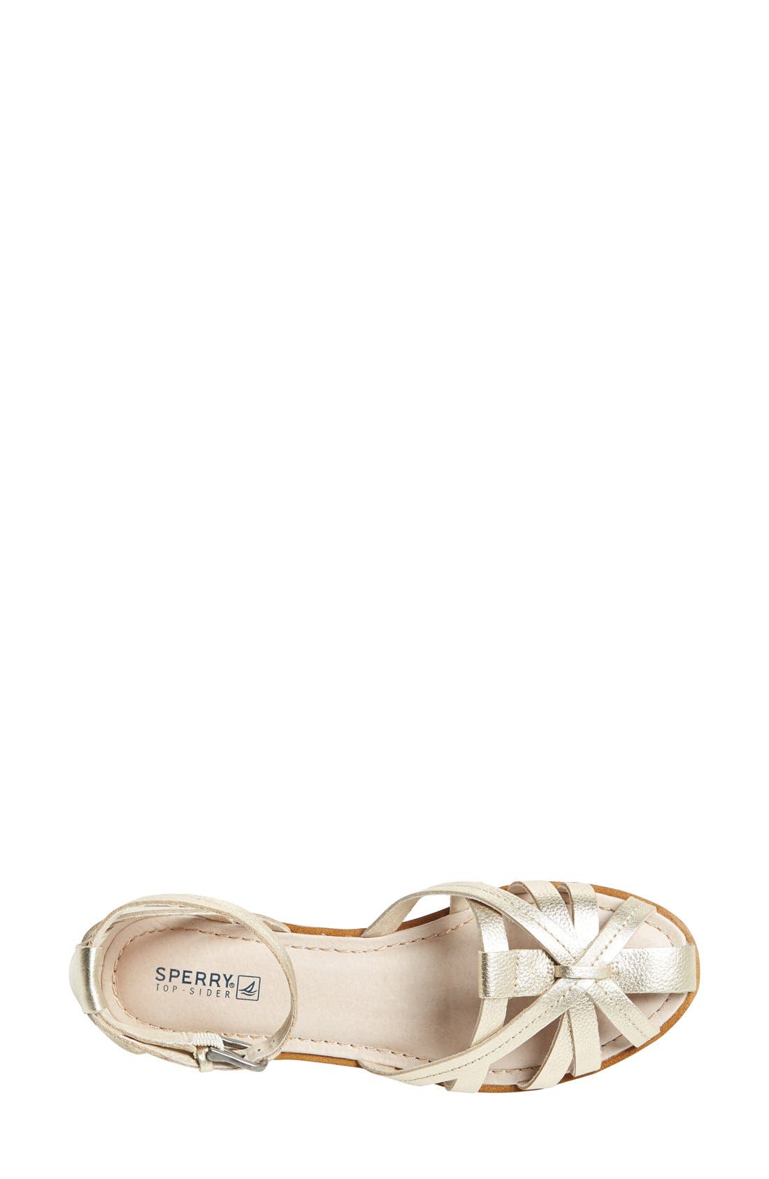 Sperry 'June' Leather Ankle Strap Sandal, Alternate, color, PLATINUM