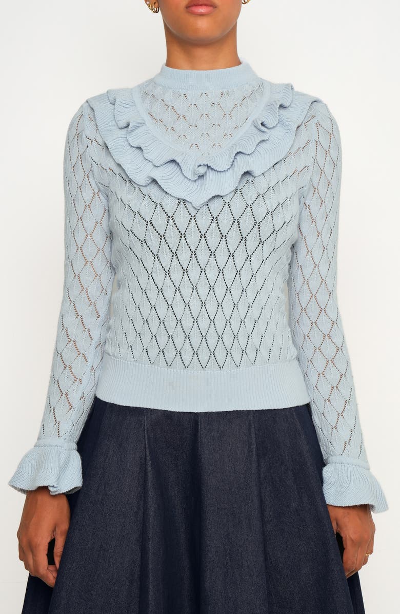 The Lulo Project The Quiet Storm Pointelle Sweater, Main, color, Baby Blue