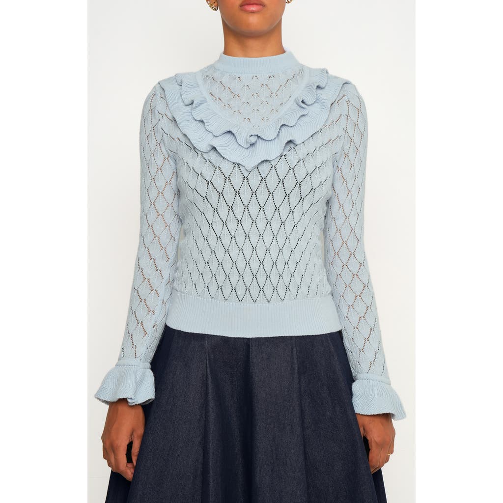 The Lulo Project The Quiet Storm Pointelle Sweater In Blue