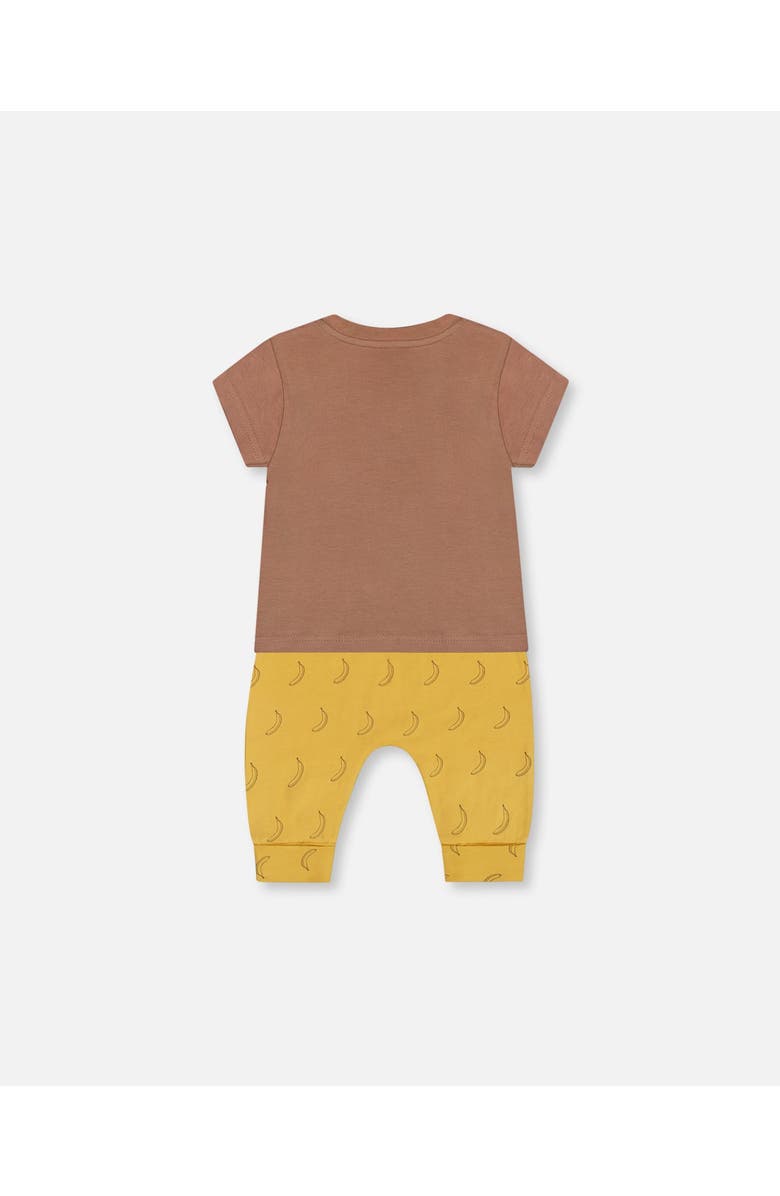Deux par Deux Baby Boy's Printed Organic Cotton Top And Pant Set Yellow Bananas And Brown, Alternate, color,