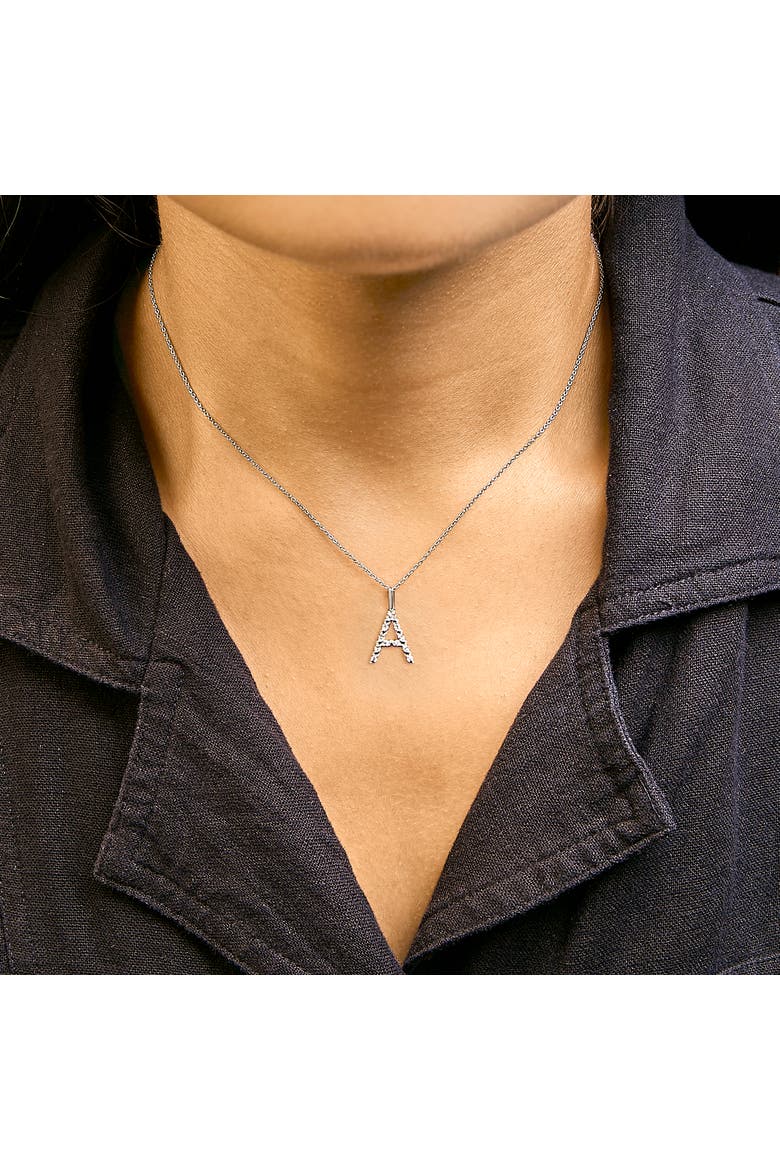 Sterling Silver Diamond Accent "A-Z" Initial Pendant Necklace, Alternate, color, Sterling Silver |A