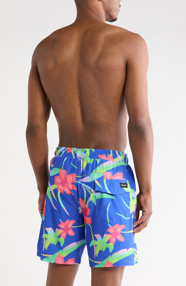 Volcom Manic Print Swim Trunks, Alternate, color, Ultramarine