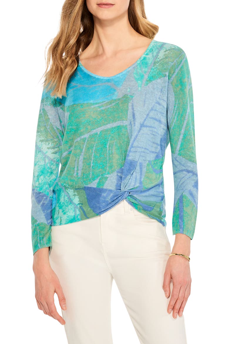 Full Bloom Knot Front Sweater, Main, color, BLUE MULTI