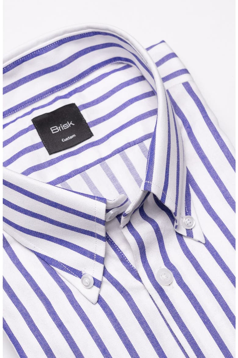 Purple Wide Stripes Pima Cotton Dress Shirt, Alternate, color, Purple Button Down Collar