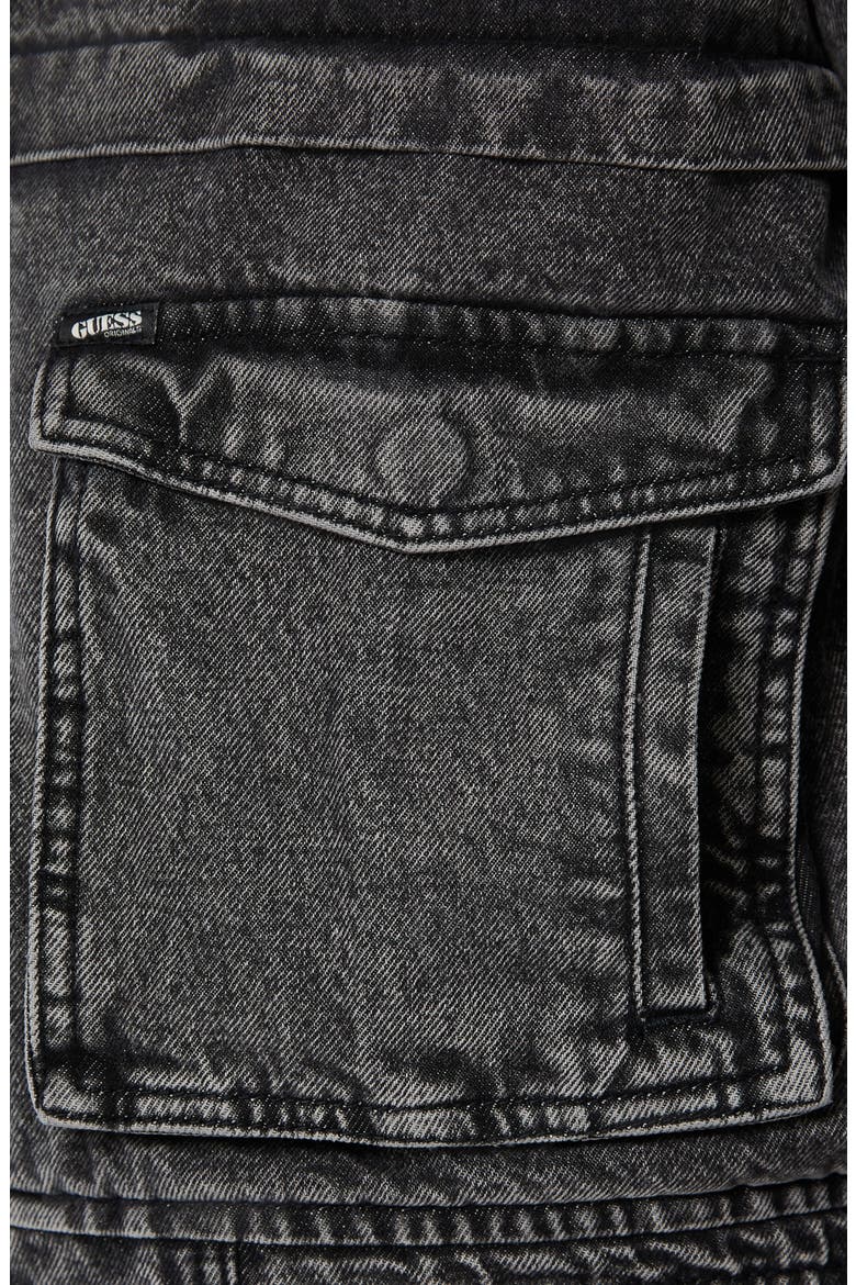 Acid Wash Zip-Up Denim Jacket, Alternate, color, BLACK
