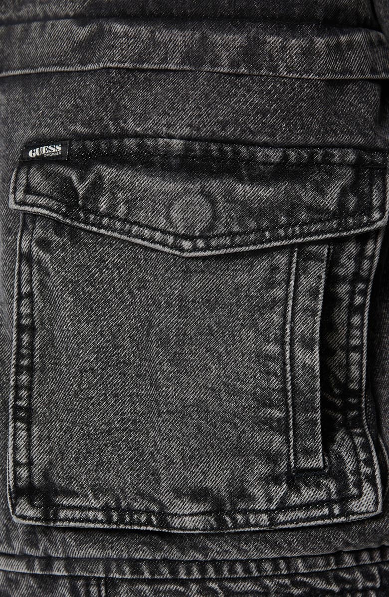 GUESS ORIGINALS Acid Wash Zip-Up Denim Jacket, Alternate, color, Black