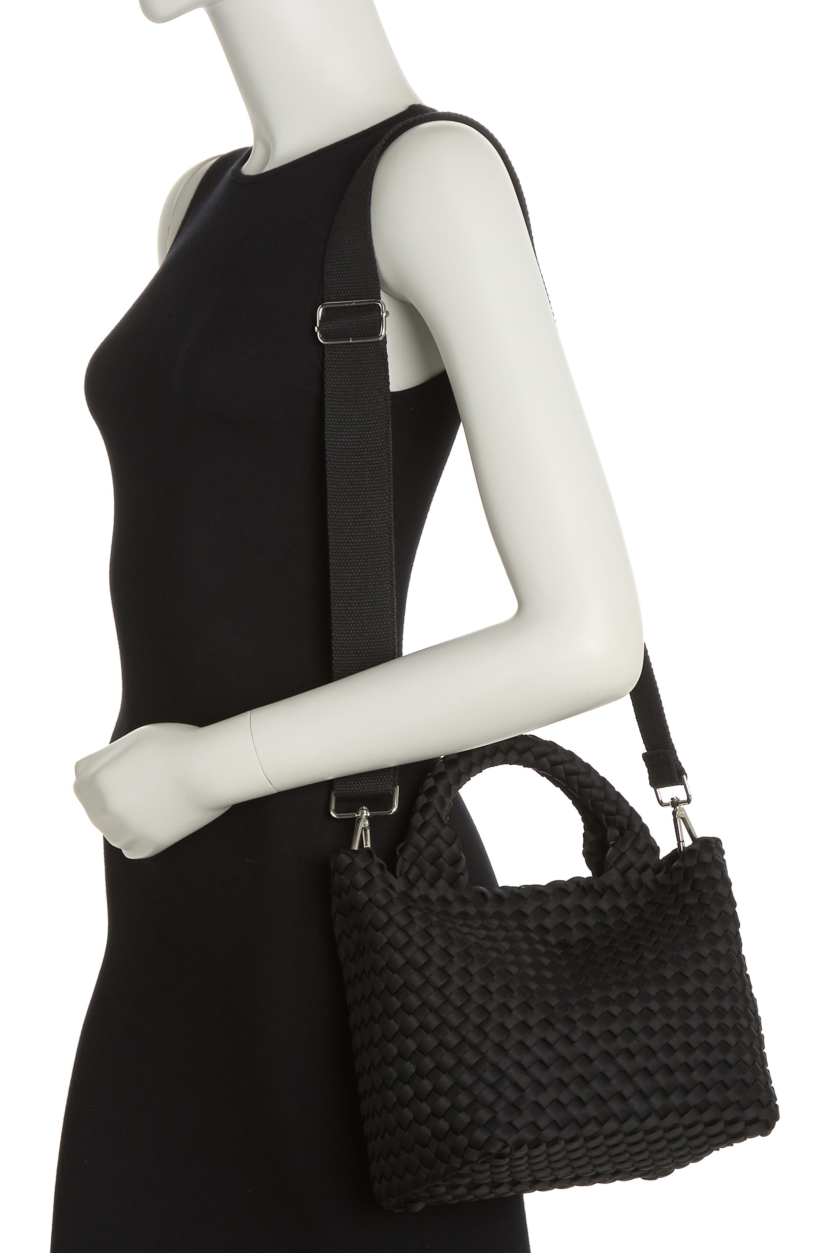 BCBG Small Neoprene Woven Tote Bag, Alternate, color, Black