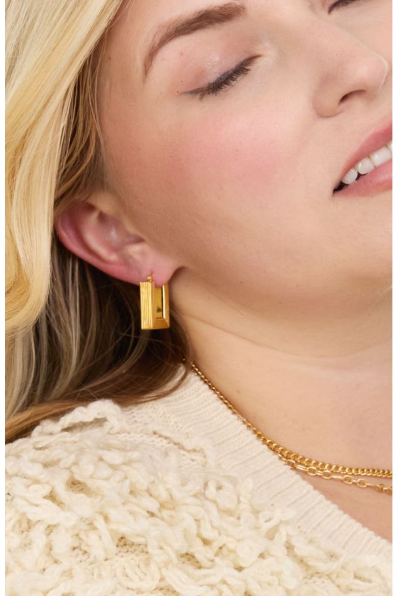 Lina Boxy Rectangle Hoop Earring, Alternate, color, Gold