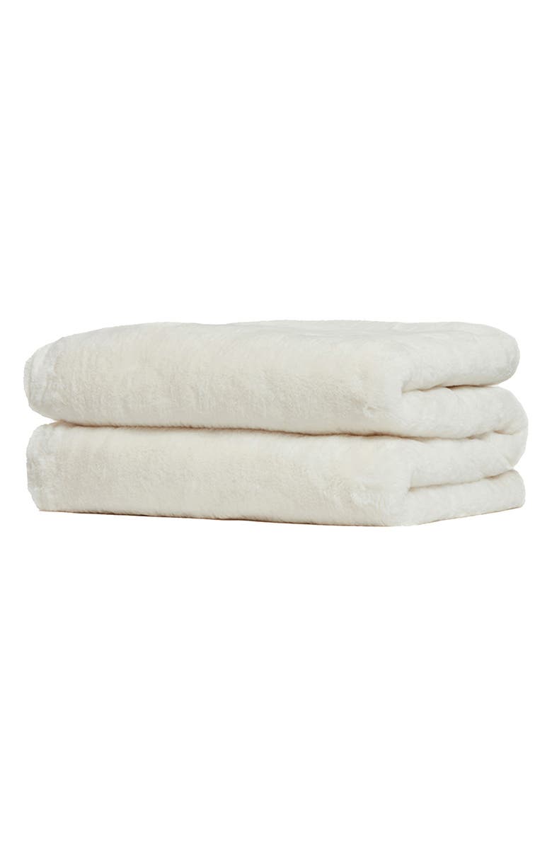 Apparis Dino Brady Faux Fur Throw Blanket, Main, color, Ivory