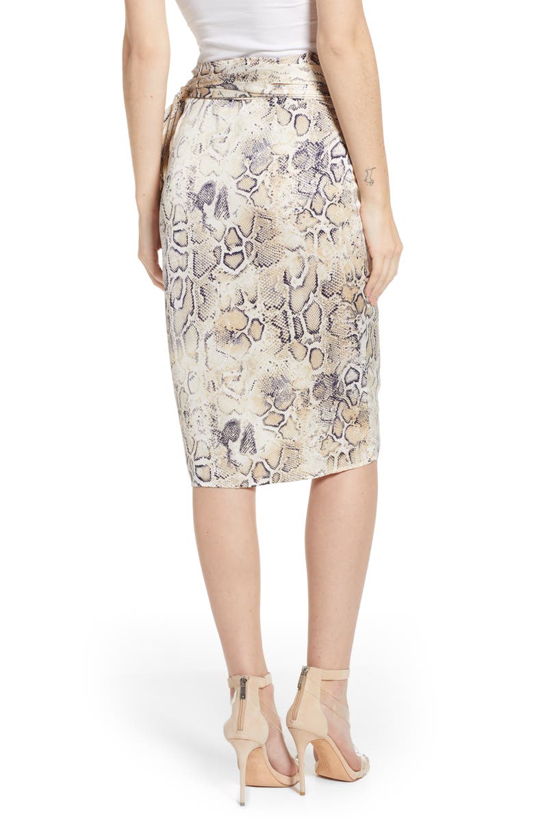 J.O.A. Snakeskin Print Wrap Skirt, Alternate, color, Navy Animal