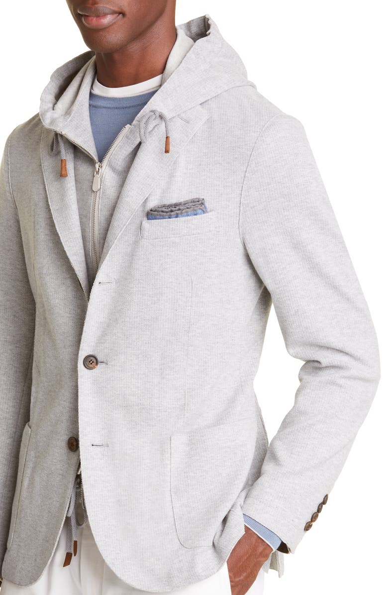 Eleventy Knit Sport Coat with Hooded Bib, Alternate, color,