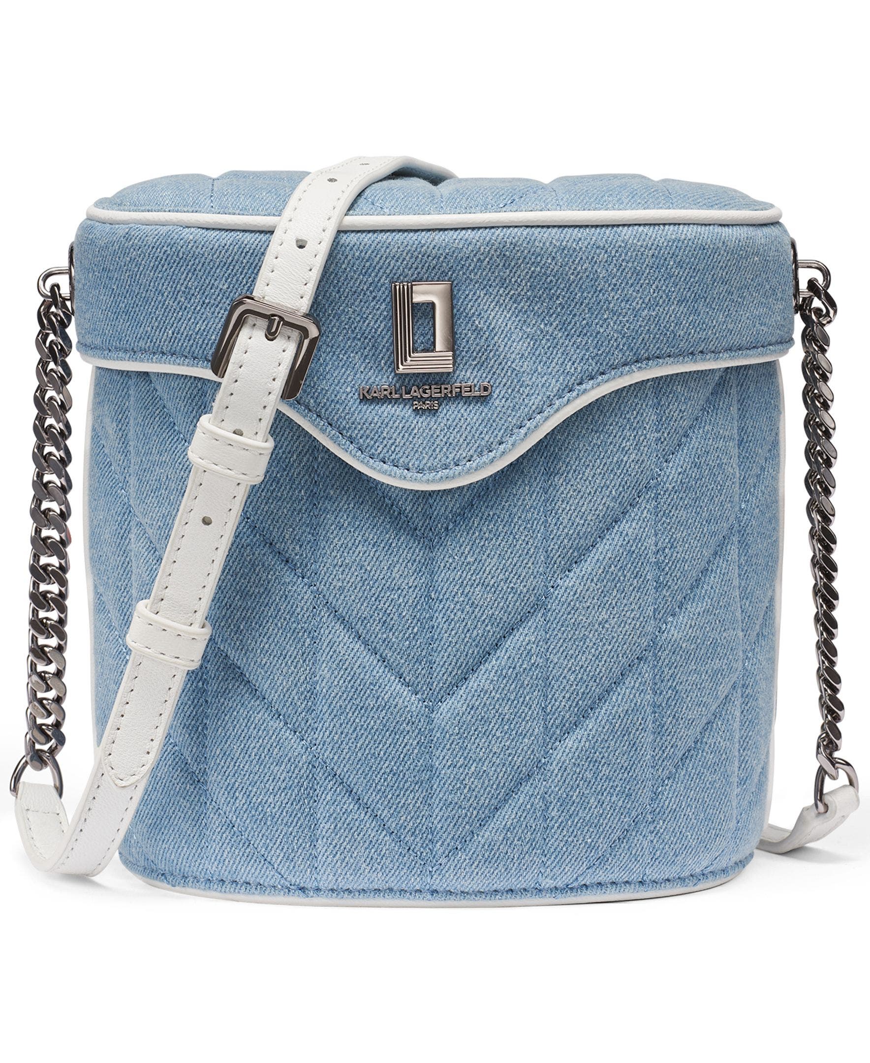 KARL LAGERFELD PARIS Lafayette Denim Bucket Crossbody, Main, color, Light Denim