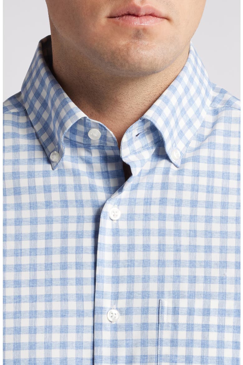 Mélange Check Stretch Button-Down Shirt, Alternate, color, BLUE
