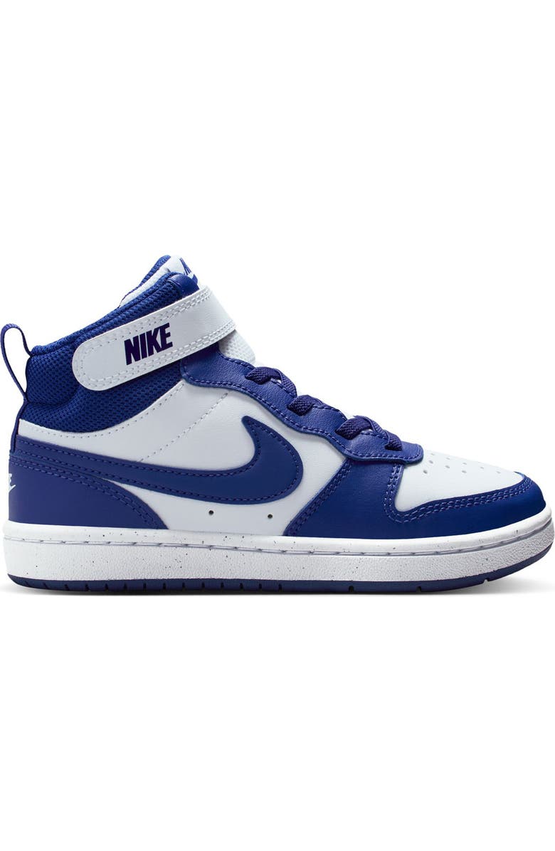 Nike Kids' Court Borough Mid 2 Basketball Shoe, Alternate, color, White/ Deep Night/ White