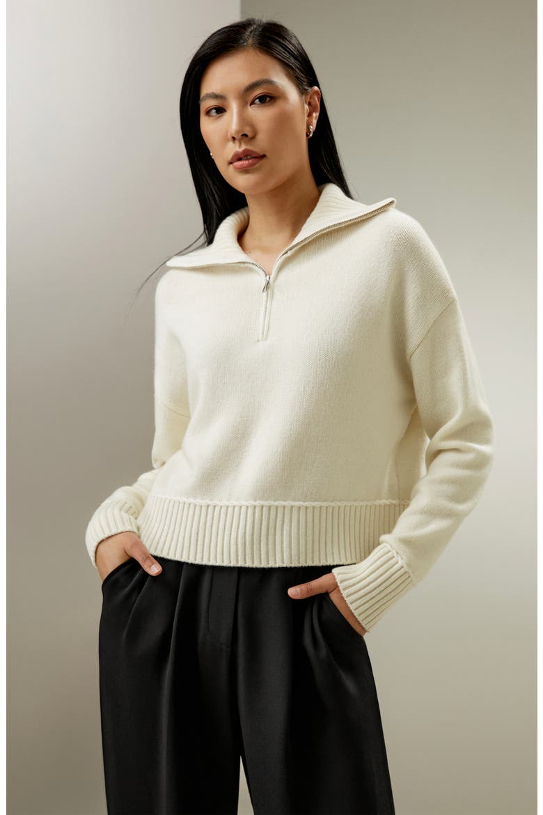 Women's Relaxed Fit Wool-Cashmere Blend Sweater, Alternate, color, White
