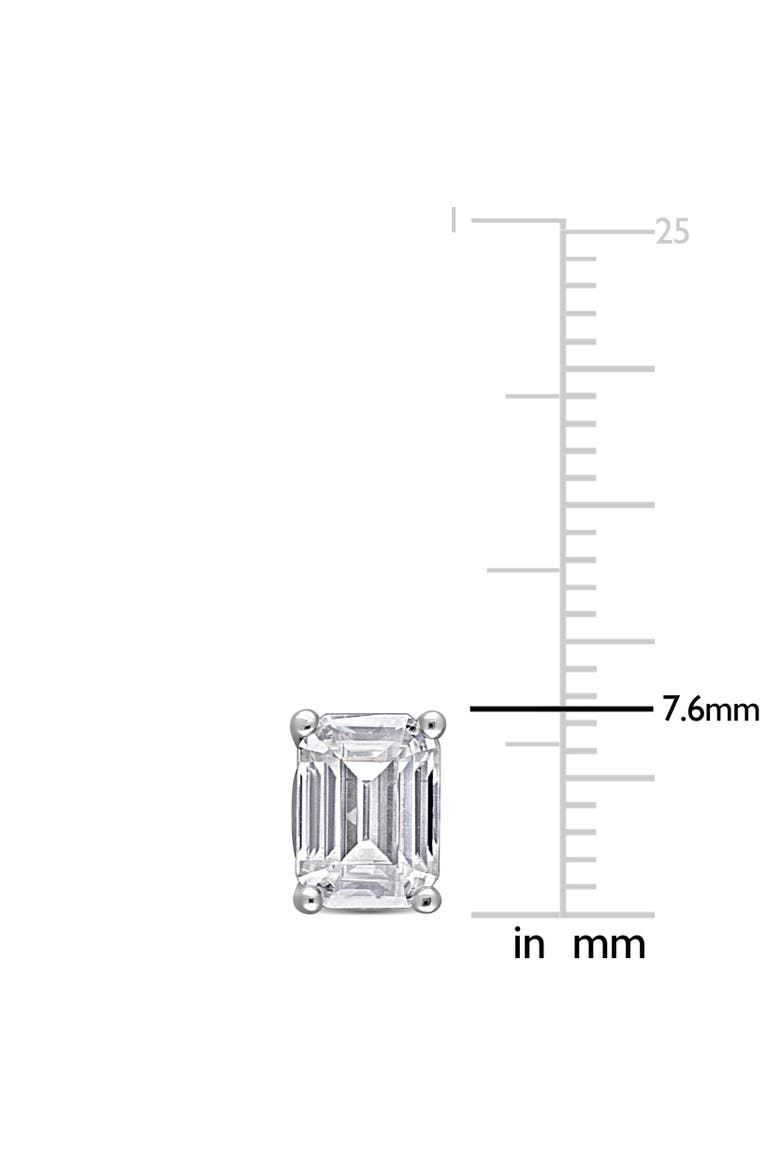 Moissanite Emerald Cut Stud Earrings, Alternate, color, Sterling Silver