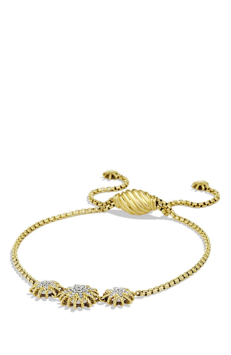 David Yurman 'Starburst' Three-Station Bracelet with Diamonds in Gold, Main, color,