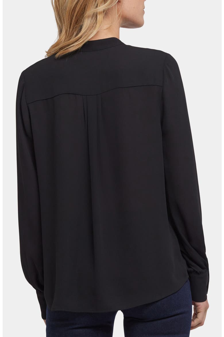 Tie Neck Button-Up Shirt, Alternate, color, BLACK