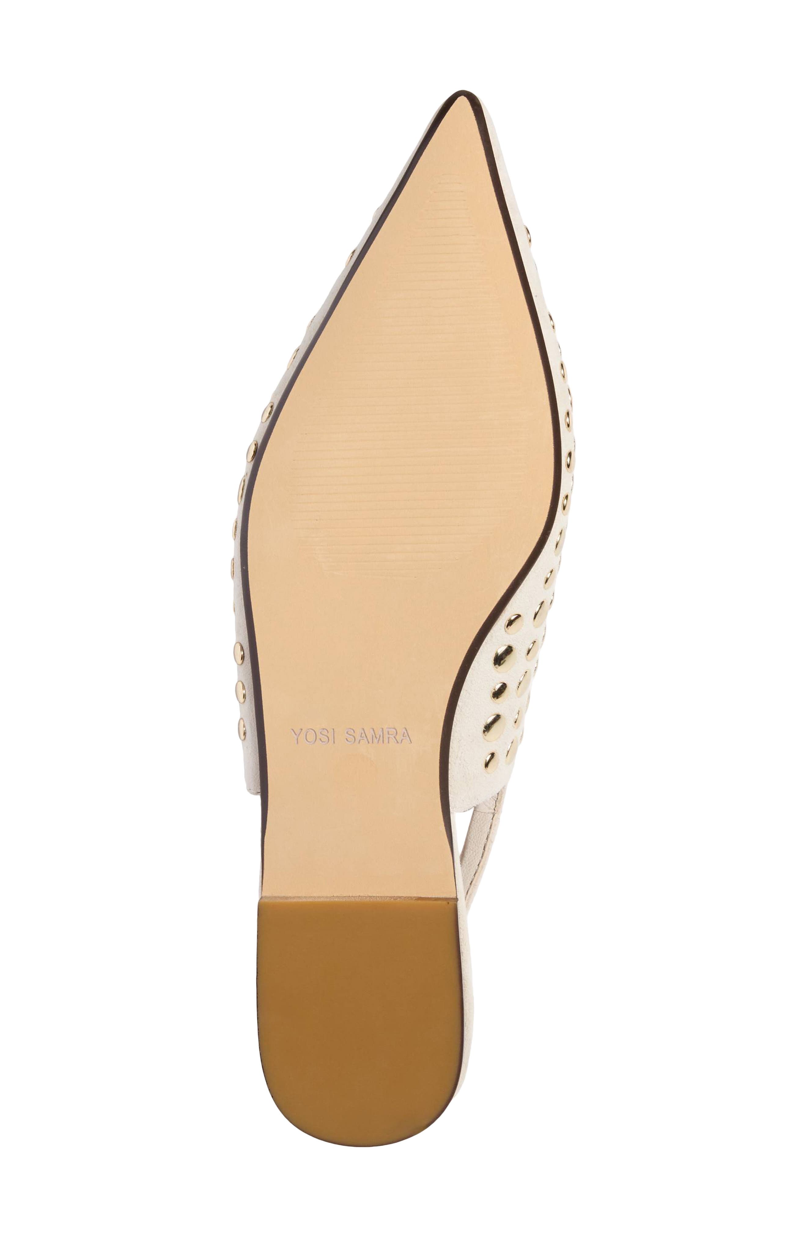 Bedford Studded Slingback Flat, Alternate, color, BONE W/GOLD STUDS