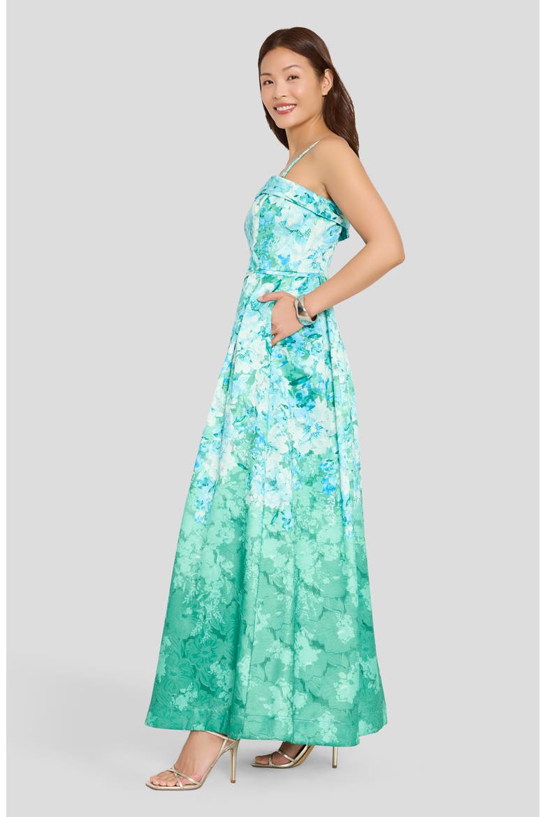 Floral Print Sleeveless Maxi Dress, Alternate, color, BLUE GREEN