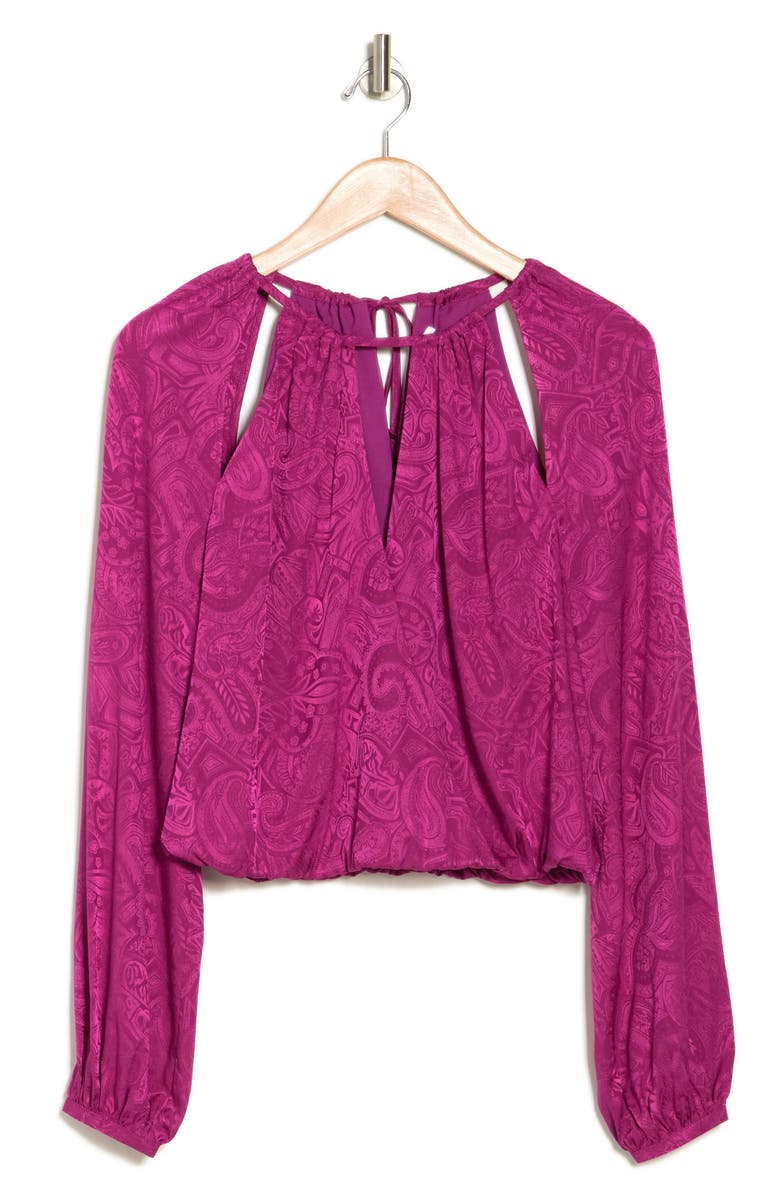 Veronica Beard Sionne Paisley Print Long Puff Sleeve Silk Blend Top, Alternate, color,