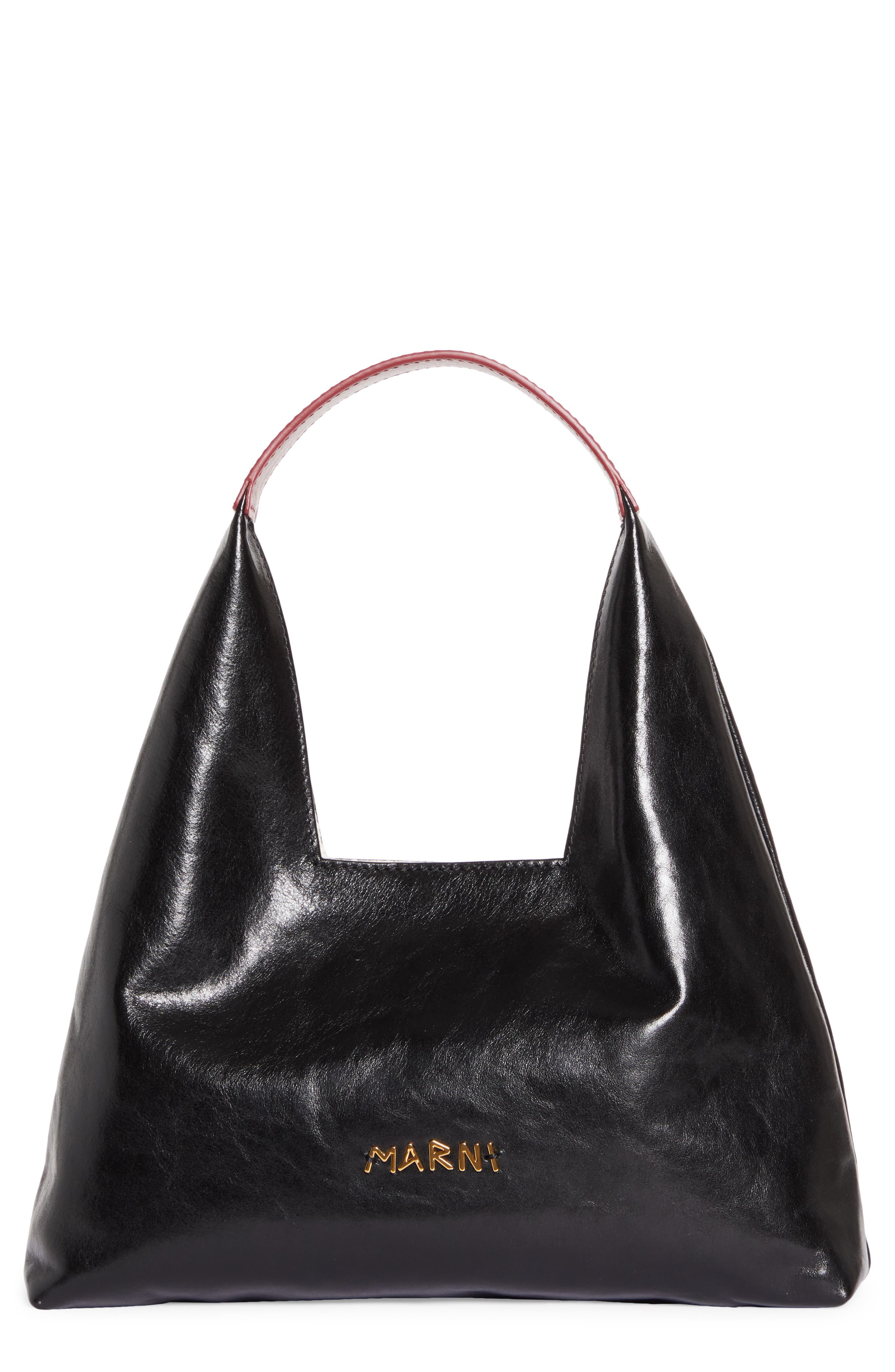 Marni Mini Leather Top Handle Bag, Main, color, 00N99 Black