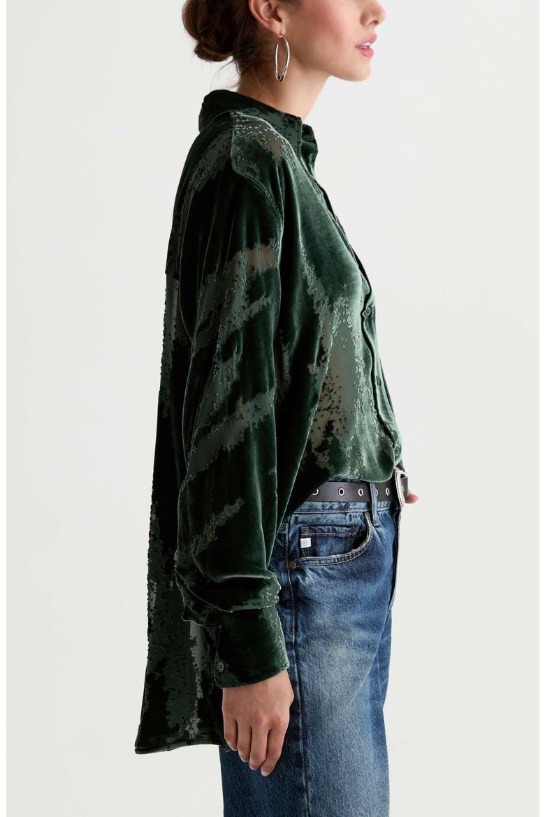 Sawtelle Burnout Velvet Shirt, Alternate, color, PINE